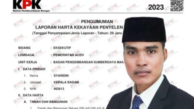 Setahun Lebih Jabat Pj Wali Kota Langsa, Segini Harta Kekayaan Syaridin