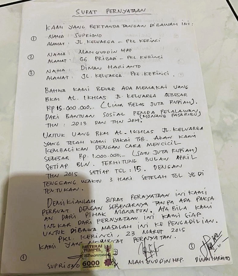 Diduga Gelapan Dana Kas Masjid, Lurah Pangkalan Kerinci Timur Akan Panggil Ketua RT