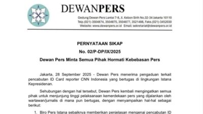 Istana Presiden Diduga Langgar Kebebasan Pers, Dewan Pers Turun Tangan