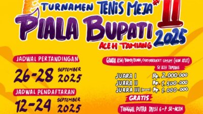 Turnamen Tenis Meja II Piala Bupati Cup Aceh Tamiang Digelar