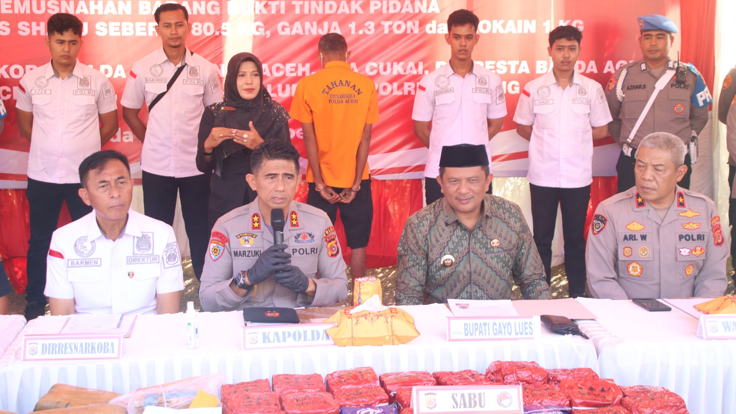 Polda Aceh Gagalkan Peredaran 80,5 Kg Sabu, 1,3 Ton Ganja, dan 1 Kg Kokain