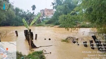 Debit Air Krueng Langsa Meningkat, BPBD Minta Warga Waspada